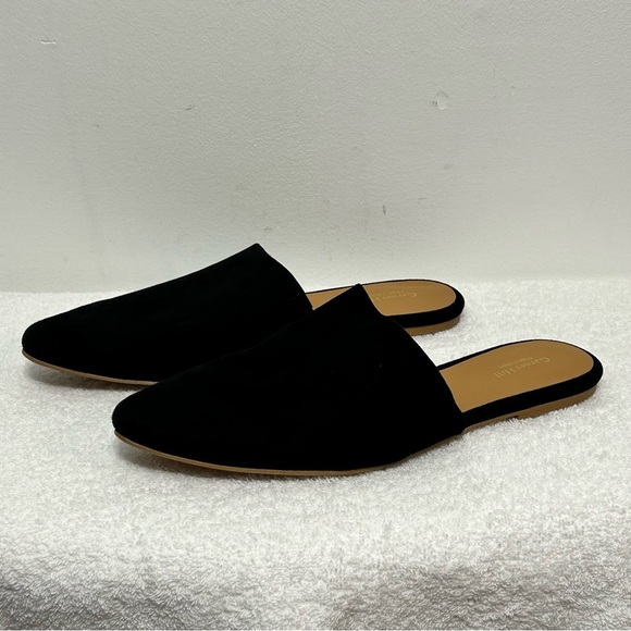 Garnet Hill Essential Iris Mules Black Leather Suede - Picture 1 of 15